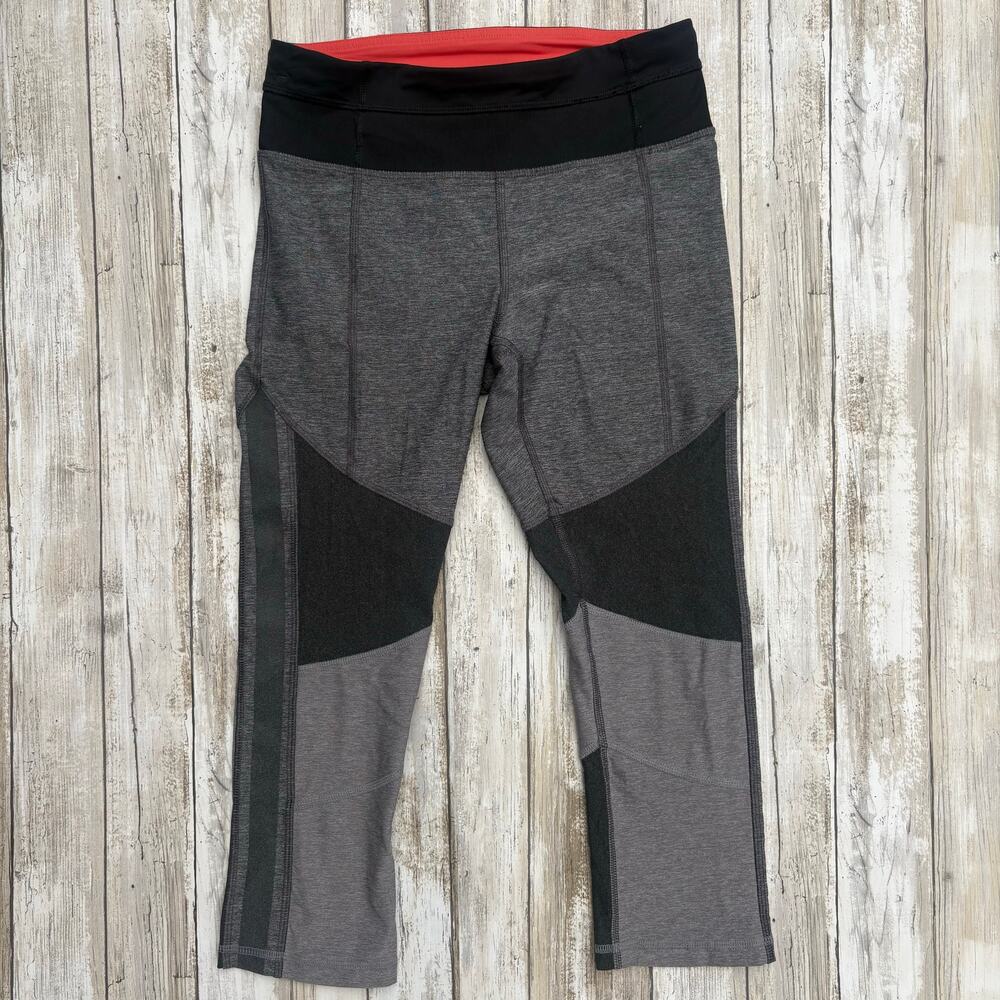 Lululemon Pace Rival Crop Leggings Size 4 Heathered Gray Black Mesh Yoga Run
